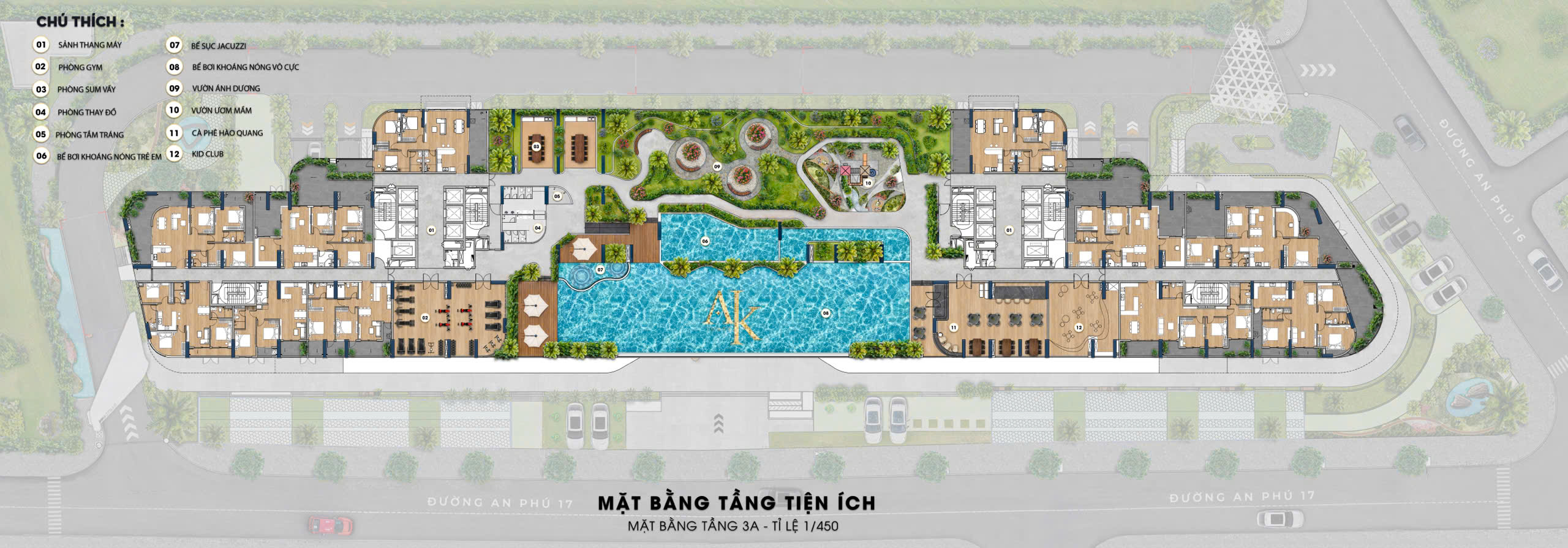 Mặt bằng tiện ích A&K TOWER